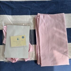 Pink Gingham Drapery Set of 2